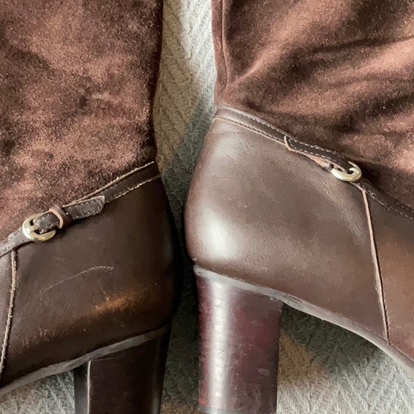 Talbots Suede Drk Brown Leather Heel Boots Size 7.5B. - Picture 5 of 16